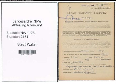 Entnazifizierung Walter Stauf , geb. 09.06.1908 (Polizist)