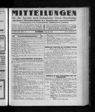 Jahrgang 1927, Hamburg, den 22. Mai, Nummer 21