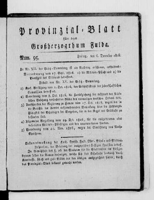 Num. 95., Ausgabe vom 6. Dezember 1816