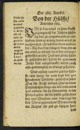 Von der Hülffe/ Articulus xliii.