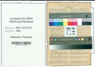 Entnazifizierung Friedrich In Der Wiesche , geb. 05.04.1902 (Kaufmaennischer Angestellter)
