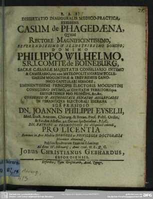 Dissertatio Inauguralis Medico-Practica, Exhibens Casum de Phagedaena