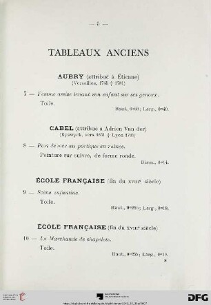 Tableaux anciens (Nr. 7-22)