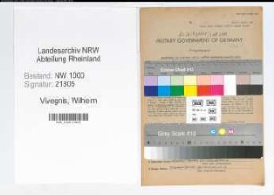 Entnazifizierung Wilhelm Vivegnis, geb. 28.08.1899 (Postassistent)