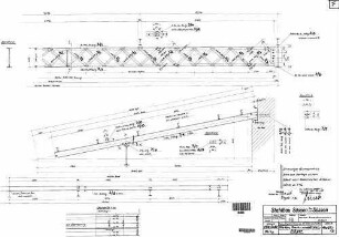 Friedrichshafen Stadt: Empfangsgebäude Bahnsteig Überdachung Pfetten,Dach und Gitterträger