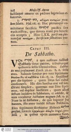 CAP. III. De Sabbatho.
