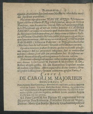 Caput I. Discursus I. - III.