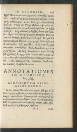Annotationes In Georgica Virgilii.