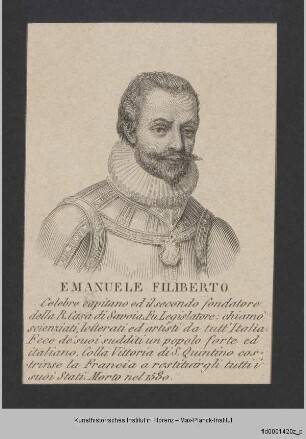 Folge von Bildnissen, Fürstenhäuser und Dogen : Bildnis des Emanuel Philibert von Savoyen