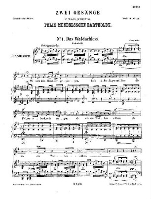 Felix Mendelssohn-Bartholdys Werke. 19,152. Nr. 152, Zwei Gesänge. - 7 S. - Pl.-Nr. M.B.152