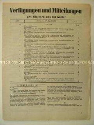 Mitteilungsblatt des Ministeriums für Kultur der DDR