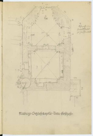 Schloss Marburg, Marburg: Grundriss EG Schlosskapelle (aus: Skizzen- und Fotoalbum 2)