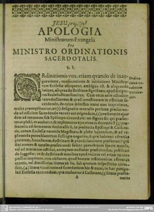 Apologia Ministrorum Evangelii Pro Ministro Ordinationis Sacerdotalis