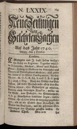 N. LXXIX. Leipzig, den 3 October. - N. LXXXVII. Leipzig, den 31 October.