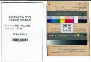Entnazifizierung Ellinor Zinke, geb. 03.04.1898 (Lehrerin)
