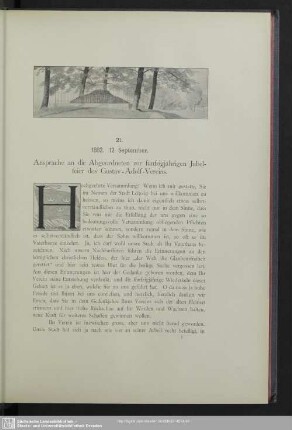 21. 1882. 12. September. Ansprache an die Abgeordneten zur fünfzigjährigen Jubelfeier des Gustav-Adolf-Vereins
