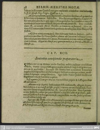 Cap. XCII. Sententiae concipiendae praeparatoria