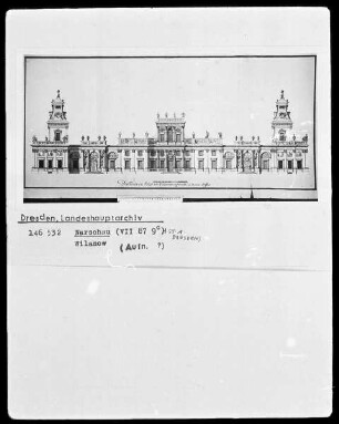 Warschau, Schloß Wilanowm, Aufriß der Fassade