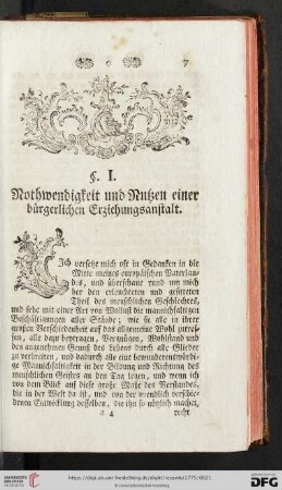 §. I. Nothwendigkeit und Nutzen einer bürgerlichen Erziehungsanstalt