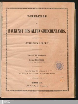 Abth. II. B. H. 1 - 4: 24 Tafeln griechische Grabdenkmäler