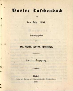 Basler Taschenbuch, 2. 1851