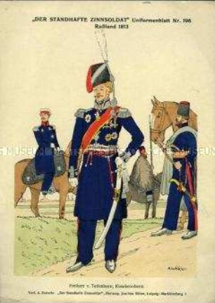 Uniformdarstellung, Porträt, Freiherr von Tettenborn in russischen Diensten als Kosaken-Oberst, Russland, 1813.