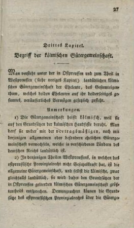 Drittes Kapitel. Begriff der kölmischen Gütergemeinschaft.