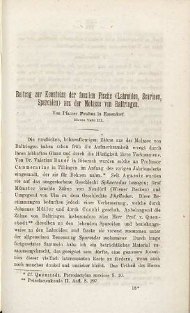 Beitrag zur Kenntnis der fossilen Fische (Labroiden, Scarinen, Sparoiden) aus der Molasse von Baltringen