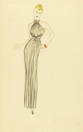 Dame in schwarzem Abendkleid
