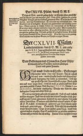 Der CXLVII. Psalm ...