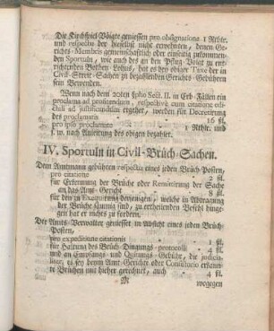 IV. Sportuln in Civil-Bruch-Sachen.