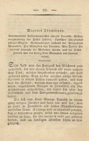 Viertes Abenteuer. Unerwartetes Zusammentreffen zweyer Freunde ...