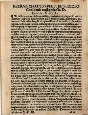 Diue Catharine virginis per Petru[m] Chalybem heroica vitae descriptio : Item Vita D Barbarae Vita D Vrsulae Confessio publica Salutatio Angelica Panegyris Mariae Epigrammata