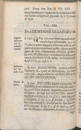 Tit. XXI. De Ademtione Legatorvm.