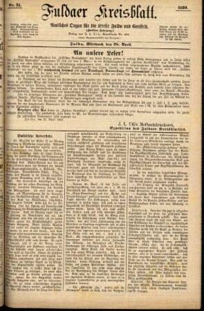 Ausgabe vom Mittwoch, den 28. April 1880.
