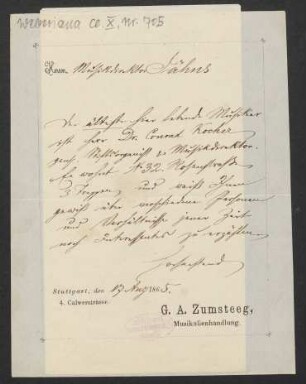 Brief an Friedrich Wilhelm Jähns : 17.08.1865