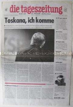 Fragment der "tageszeitung" u.a. zum Rücktritt von Oskar Lafontaine als Bundesfinanzminister und SPD-Chef