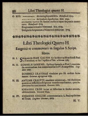 Libri Theologici. Quarto H. - Libri Theologici duodecimo R.