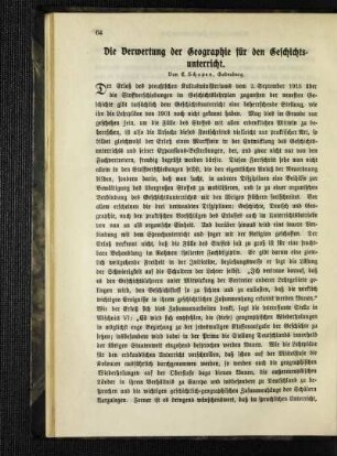 ¬Die¬ Verwertung der Geographie für den Geschichtsunterricht