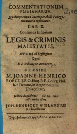 Historiam Legis & Criminis Maiestatis : ab V.C. usq[ue] ad Regifugium