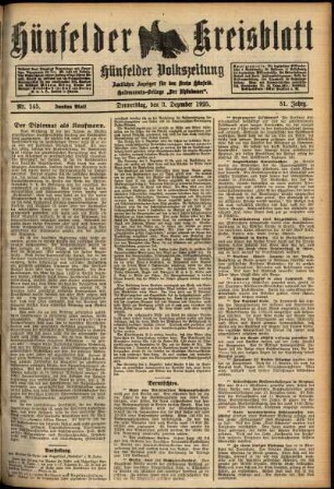 Zweite Ausgabe vom Donnerstag, den 03. Dezember 1925.