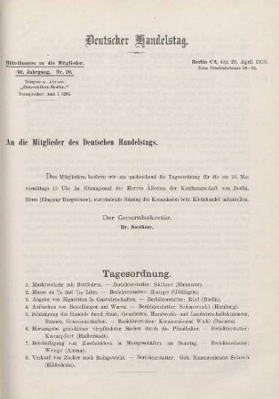 50. Jahrg. Nr. 10., ... den 28. April 1910