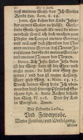 Die siebende Lucta. Und Fewerprobe. Unter Feinden/ und Verfolgung.