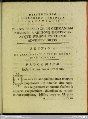 Sectio I. De Belgis Seculo XII. In Germaniam Advenis