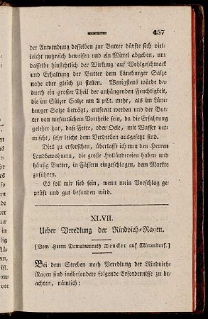 XLVII. Ueber Veredlung der Rindvieh-Raçen