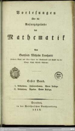 1: Vorlesungen über die Anfangsgründe der Mathematik