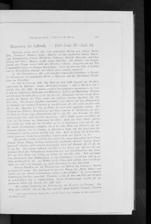 Hansetag zu Lübeck. - 1518 Juni 19-Juli 14.
