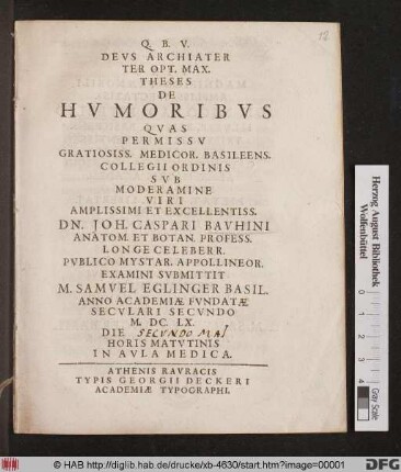 Theses De Humoribus