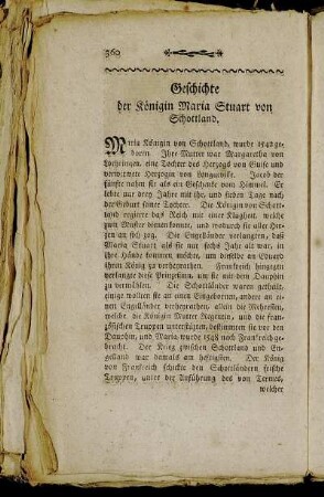 Geschichte der Königin Maria Stuart von Schottland.