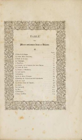Table Des Pièces contenues dans ce Volume.